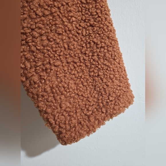 NWT Uniqlo JW Anderson Pile Lined Fleece Sherpa Collarless Coat Women Brown Med - Picture 2 of 10